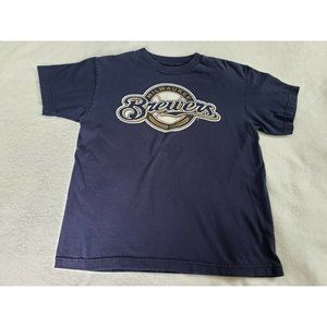 Milwaukee Brewers Baseball T-Shirt Youth XL Navy Blue Short Sleeve Crew Neck